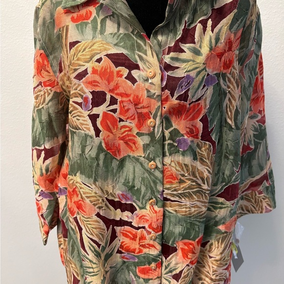 TANJAY shirt green button front woman’s size 14 - Picture 8 of 10